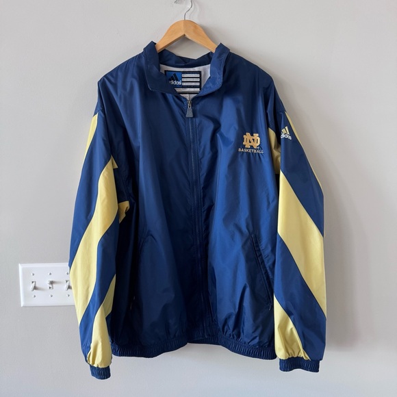 Vintage! Adidas Notre Dame University Basketball lined windbreaker set - Picture 6 of 16